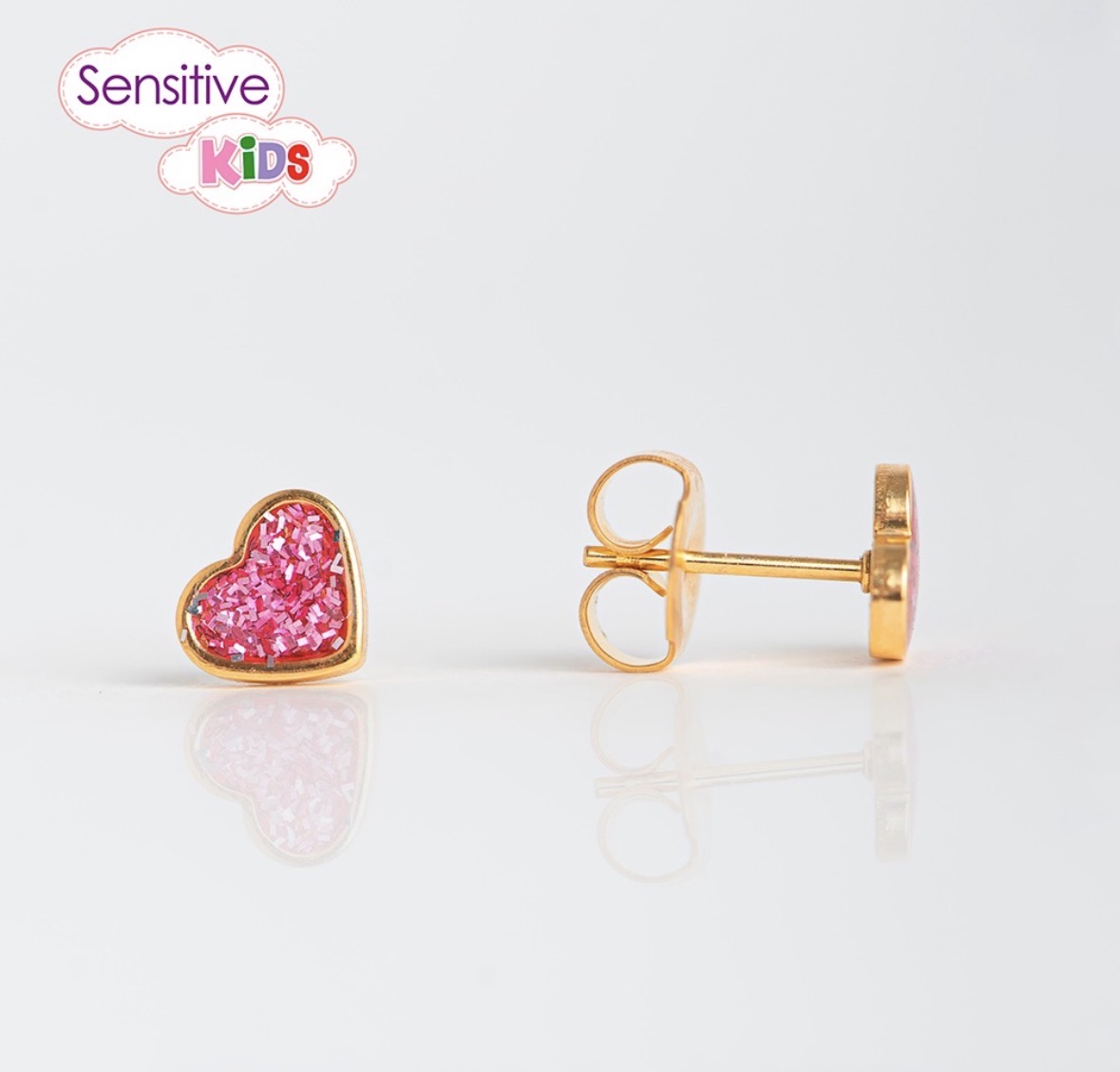Sensitiva kids coração glitter rosa